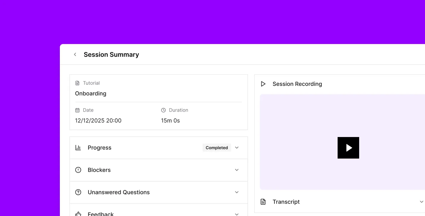 Session reports dashboard