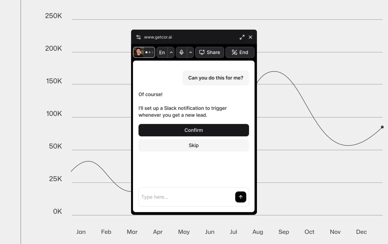 Obi executes an action step on the user's behalf